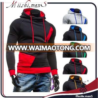 color combination bodybuilding pullover hoodie with hood