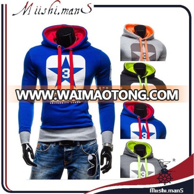 mens slim fit plain cotton printed pullover hoodie